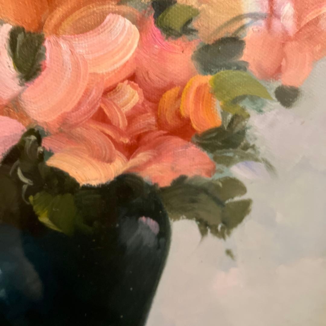 遠藤勝 バラ 油彩画 6号 額縁入り