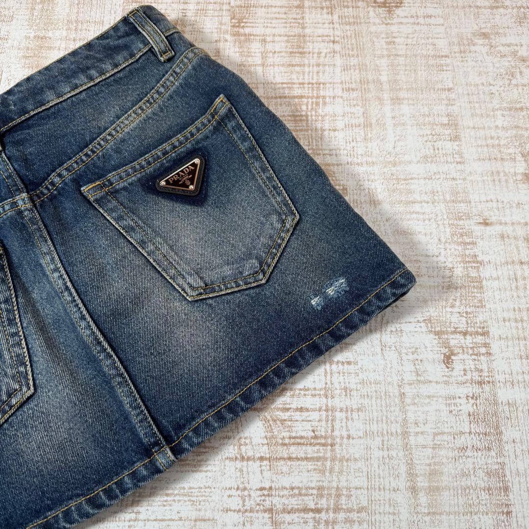 PRADA プラダ デニム　スカート　三角ロゴ　 38