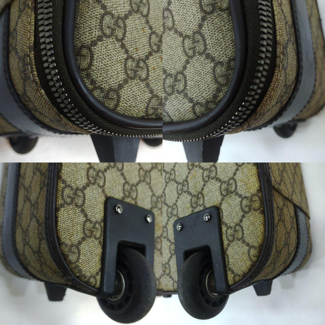 グッチ キャリーケース 旅行鞄 レザー×PVC 大容量 GG柄 ブラウン