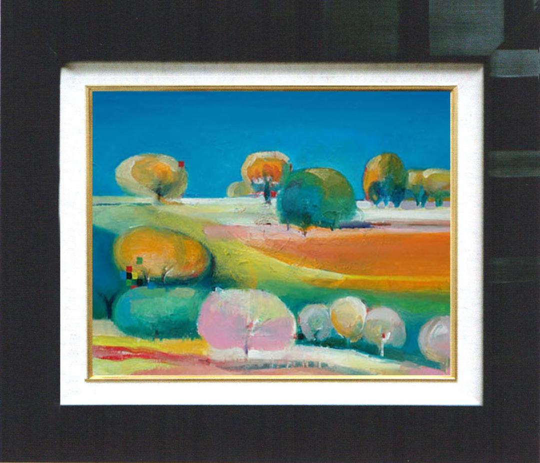 油絵 菅家令子 絵 絵画 インテリア 額付(黒) uF6-110809 風景