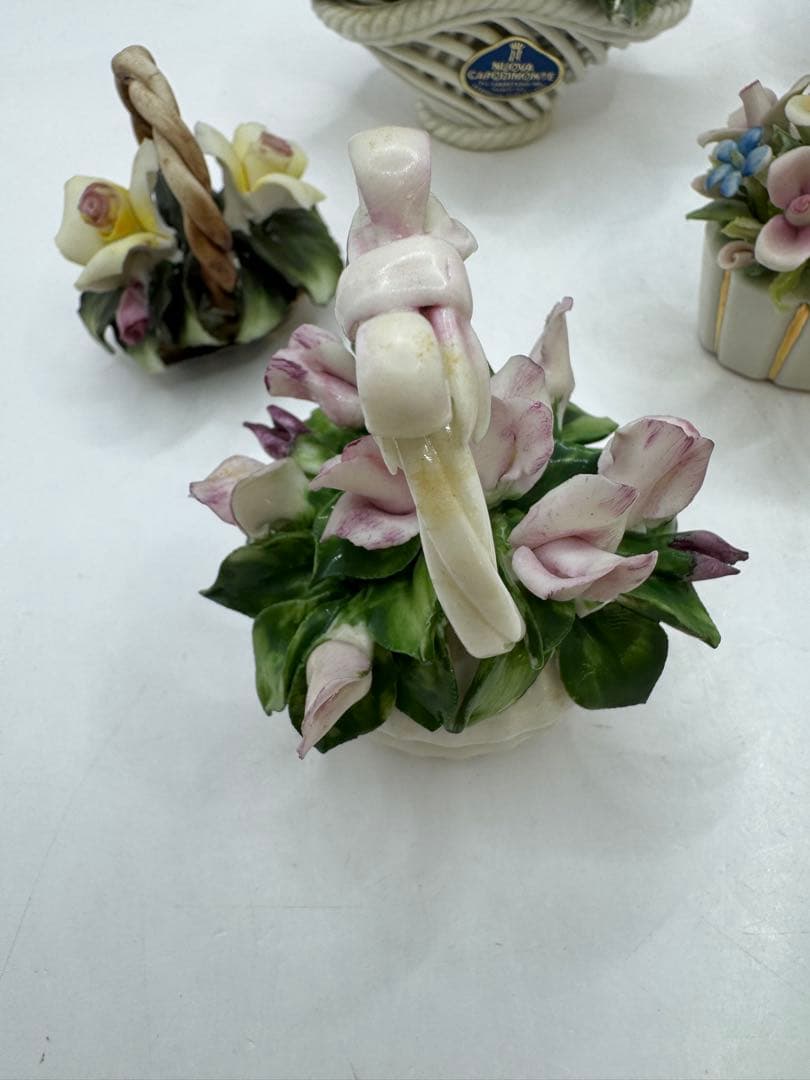 CAPODIMONTE カポディモンテ イタリア製 陶器 薔薇 花 カゴ