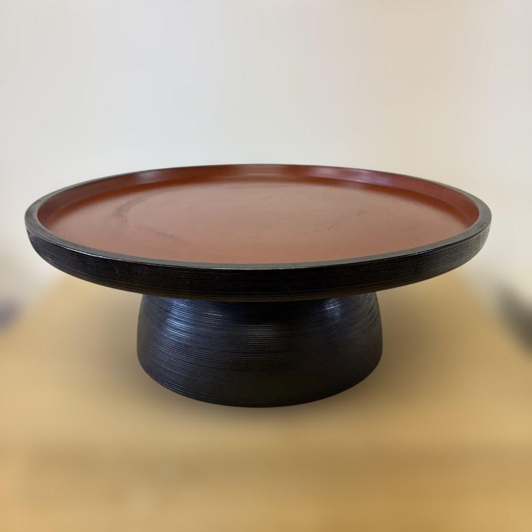 漆工房　大島　天然木　うるし塗　高脚卓盆 ①