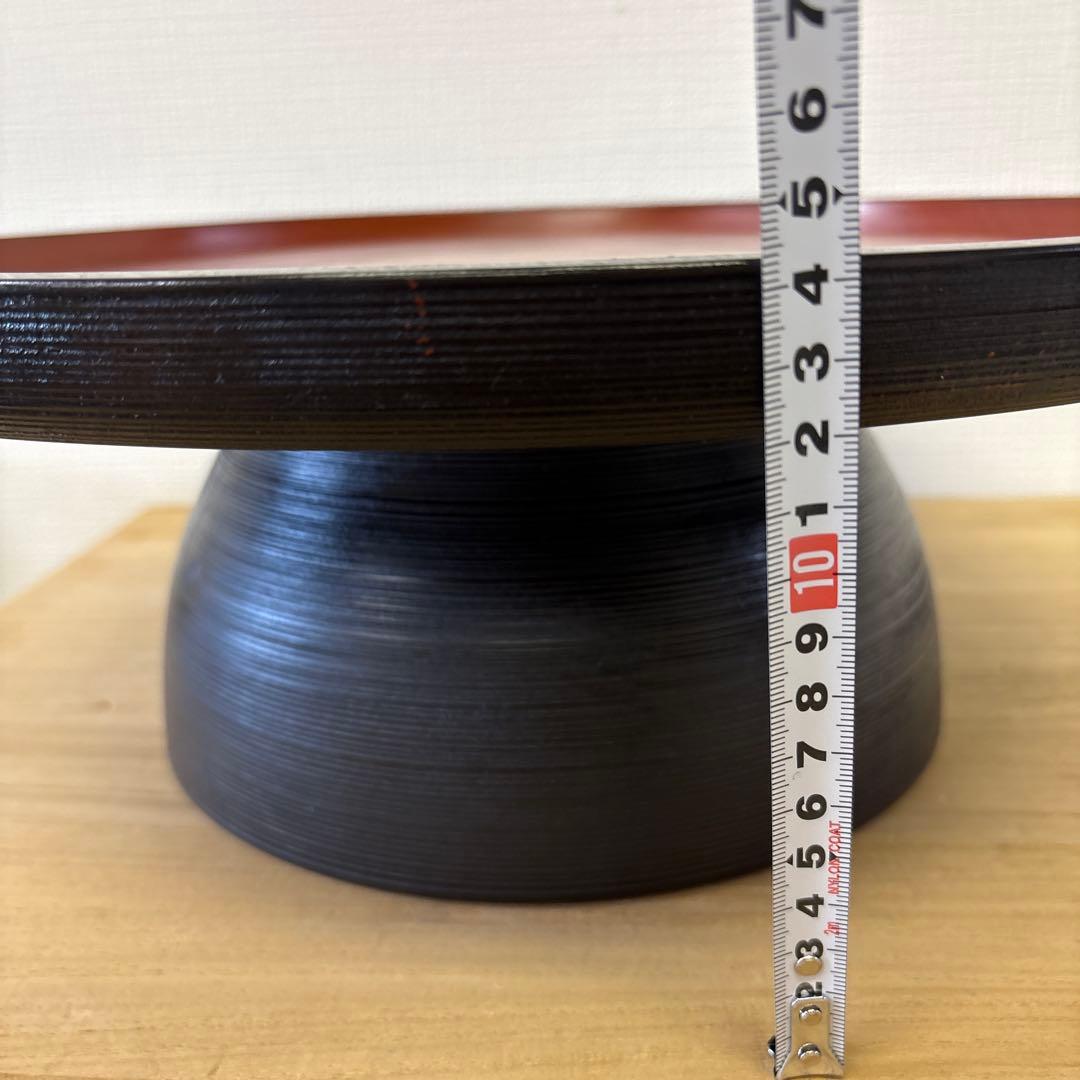 漆工房　大島　天然木　うるし塗　高脚卓盆 ①