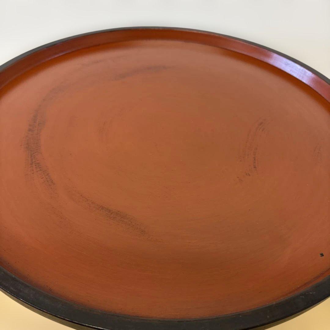 漆工房　大島　天然木　うるし塗　高脚卓盆 ①