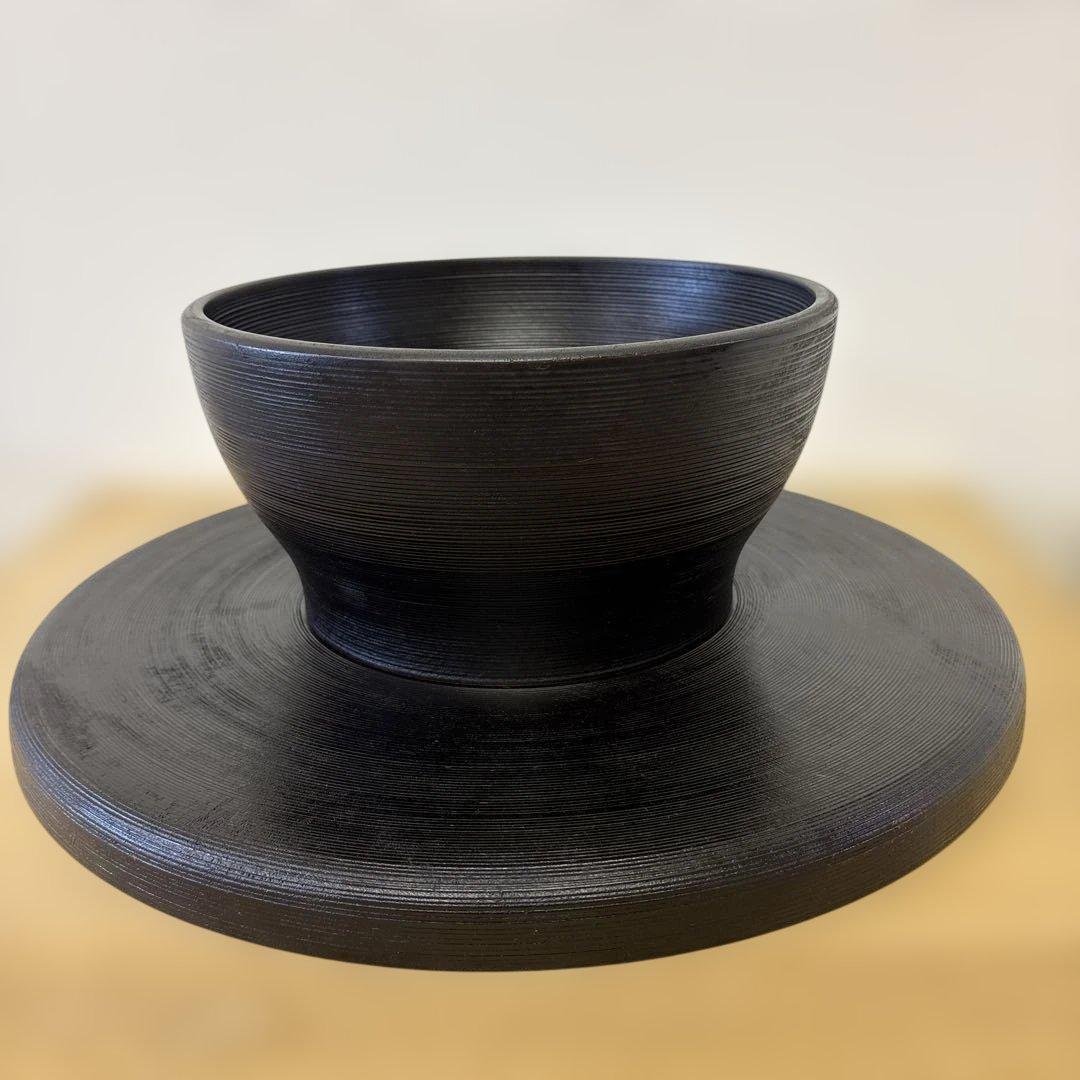 漆工房　大島　天然木　うるし塗　高脚卓盆 ①