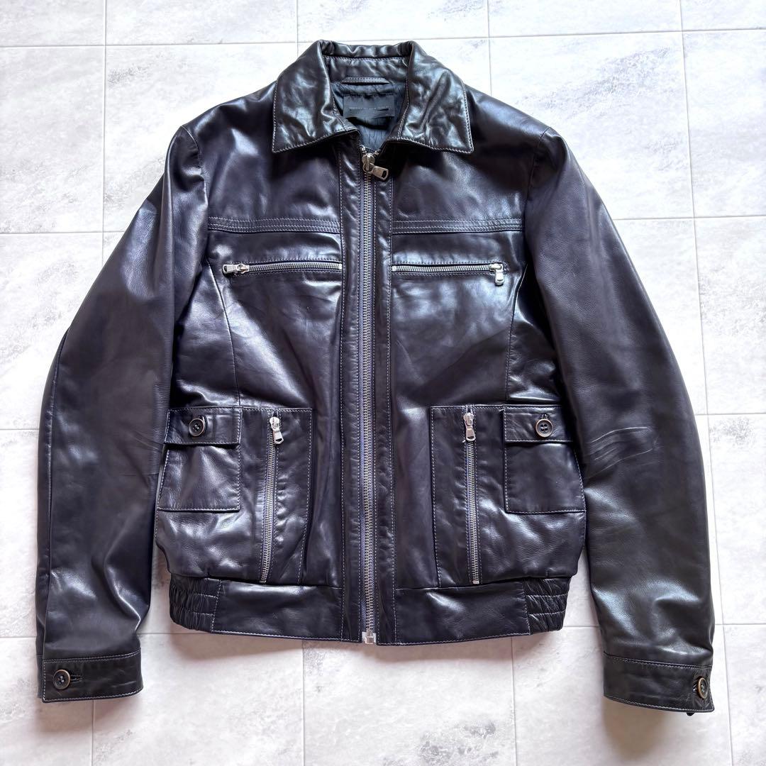 【超希少】ディーゼル ホースハイドレザージャケット グレー フルジップ 馬革