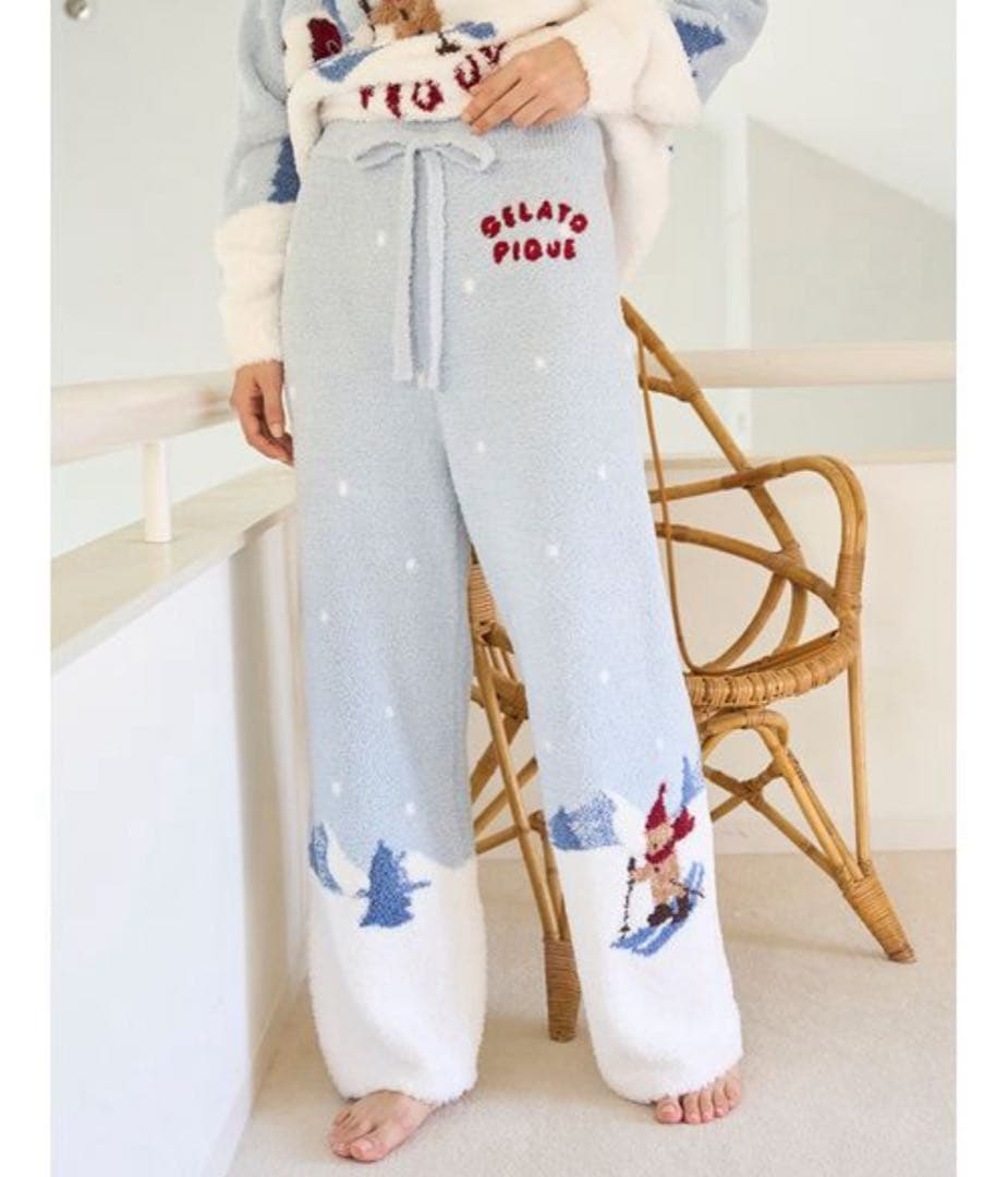 ジェラピケ スキーベアジャガードプルオーバー ロングパンツ 上下セット