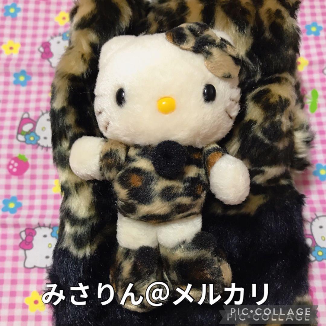新品 日焼けキティ ぬいぐるみ マフラー ヒョウ柄 ハローキティ ヘアゴム 豹柄
