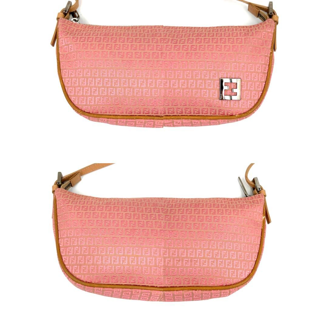 《美品》FENDI ズッキーノ FF金具 ミニハンドバッグ アクセサリーポーチ