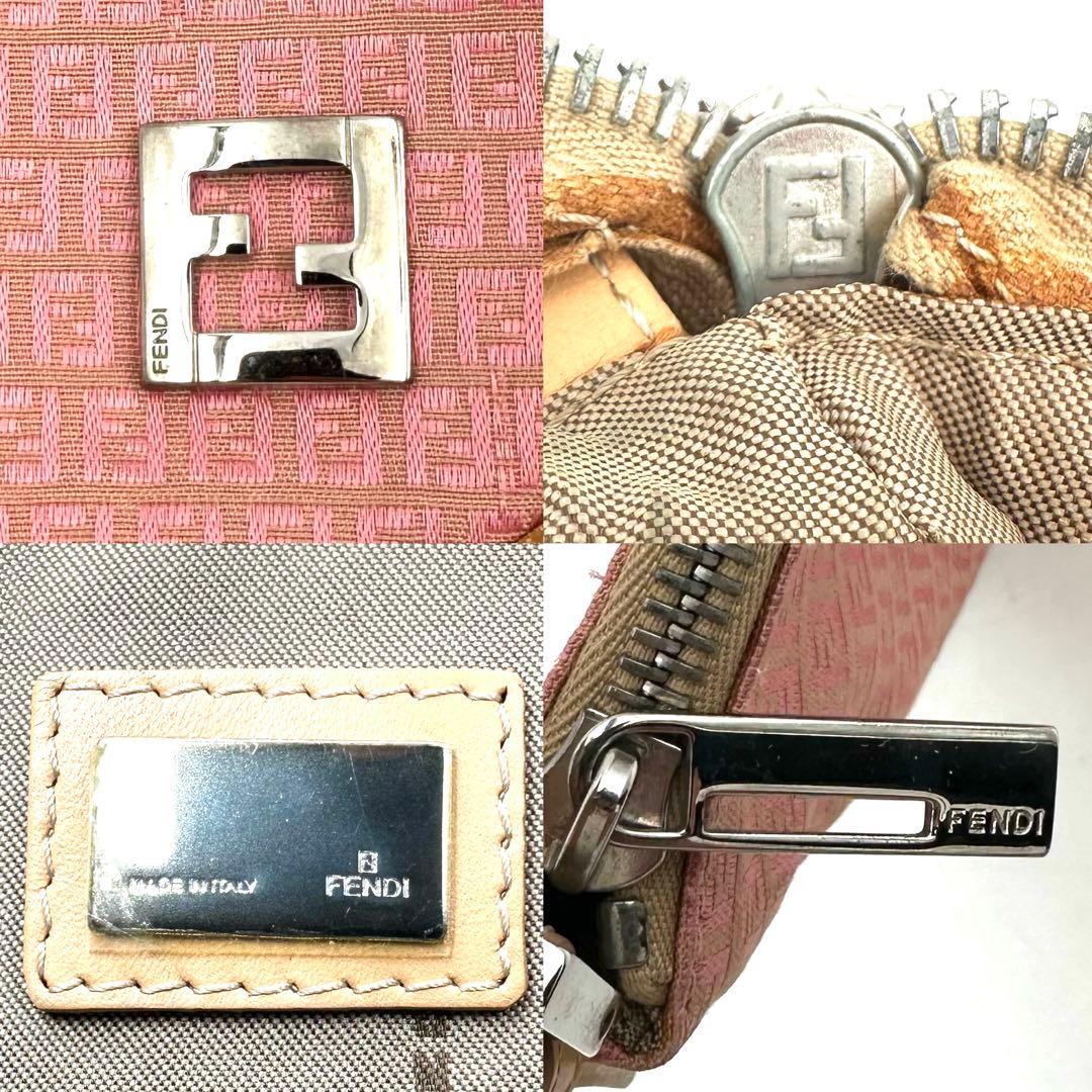《美品》FENDI ズッキーノ FF金具 ミニハンドバッグ アクセサリーポーチ