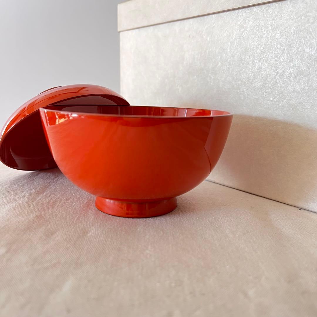 朱呂色根来椀五客　新品同様　高級漆器　蔵出し　骨董