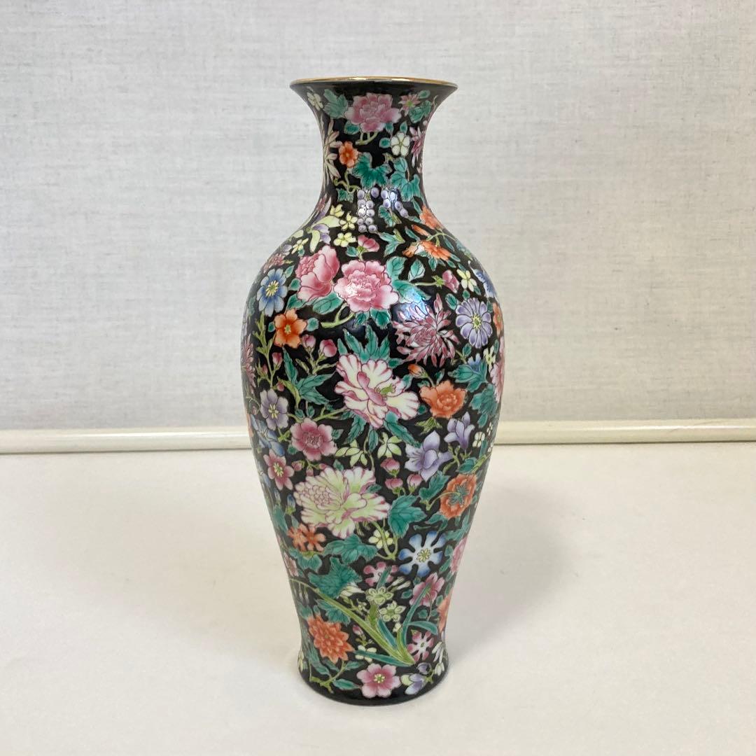 大清乾隆年製 花瓶 花器 置物 オブジェ 花柄 金彩 陶磁器 陶器 レトロ