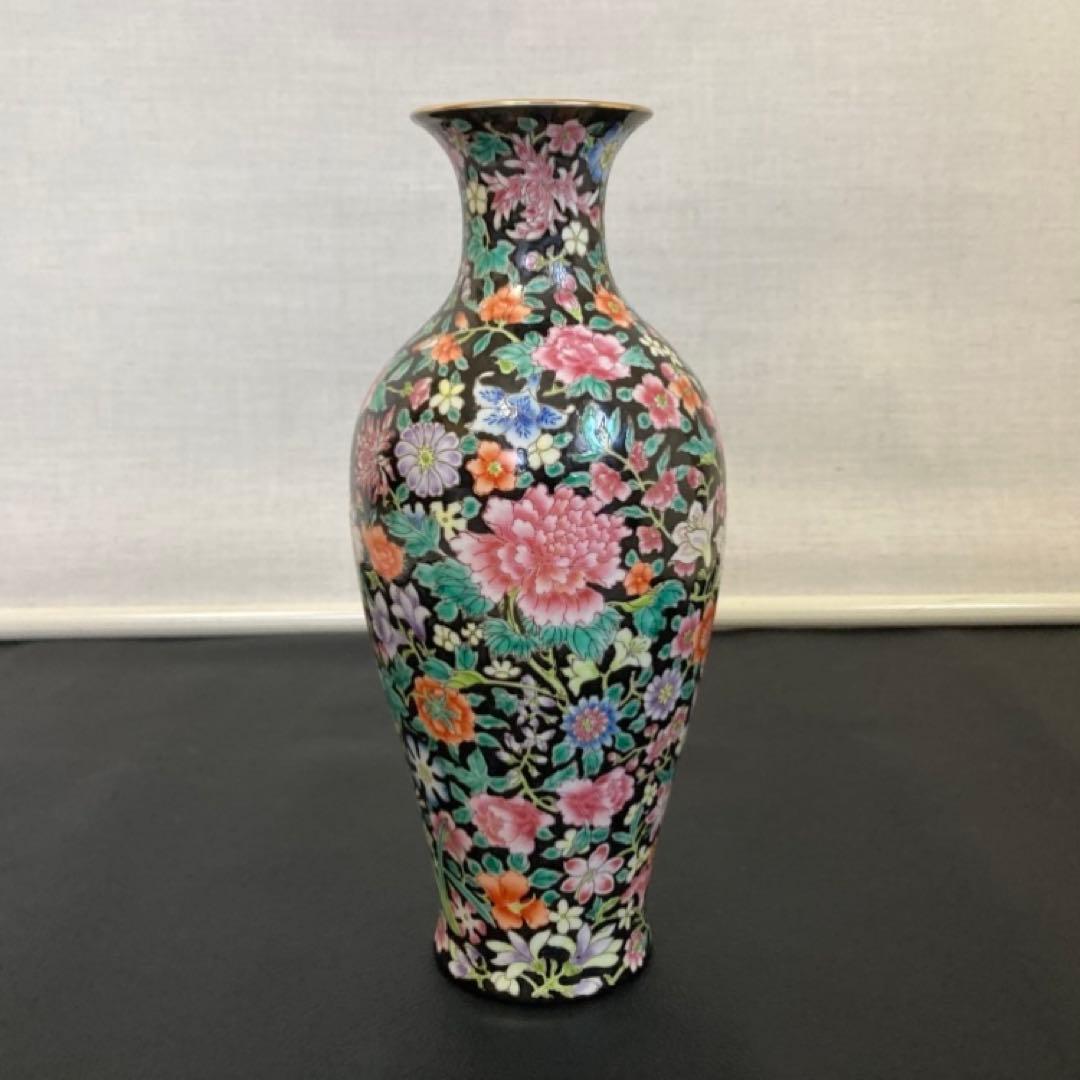 大清乾隆年製 花瓶 花器 置物 オブジェ 花柄 金彩 陶磁器 陶器 レトロ