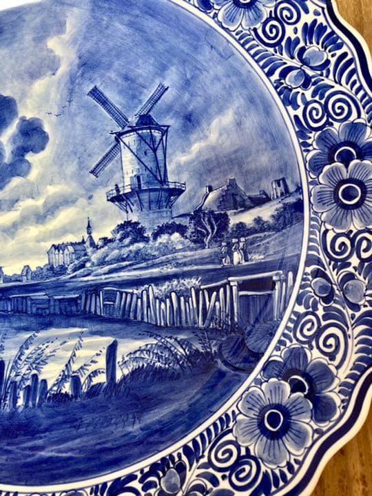 オランダ　アンティーク　41㎝　置物　デルフト 飾り皿　絵皿　delft