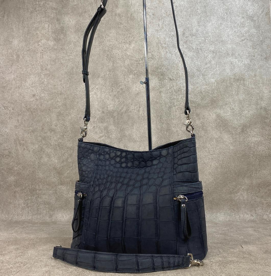 【極美品】 クロコダイル ワニ革 ヌバック 日本製 JRA認定 ショルダーバッグ