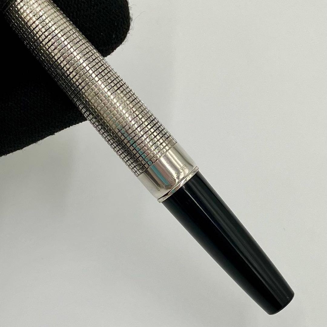 パイロット 万年筆　エリート 18KWG シルバー　格子　チェック