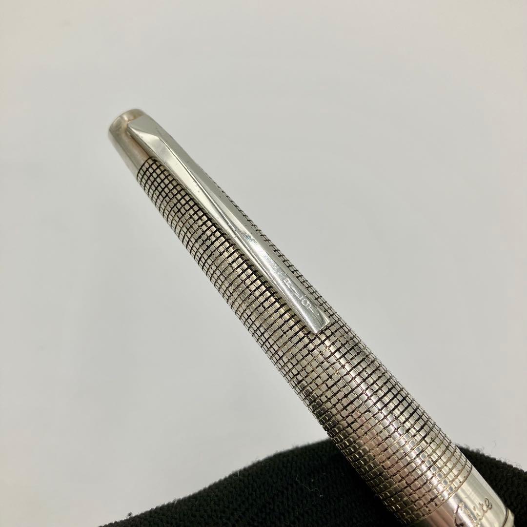 パイロット 万年筆　エリート 18KWG シルバー　格子　チェック