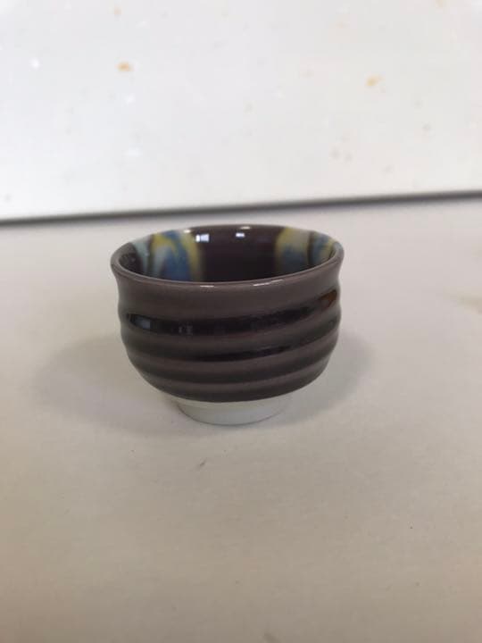 人間国宝 徳田八十吉(正彦銘) 彩釉 ぐい呑 管理T6