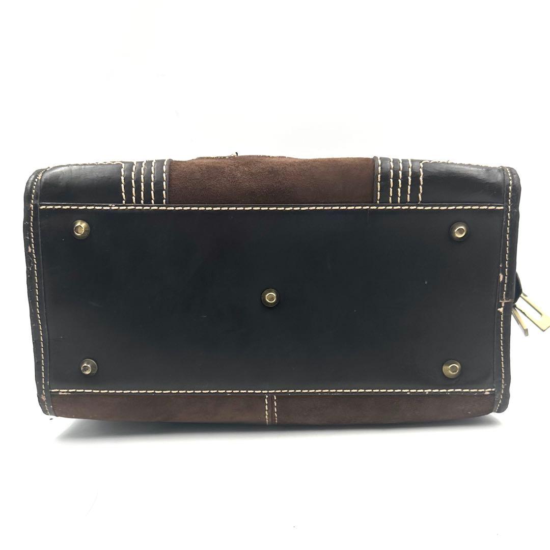 LOEWE アマソナ28 スエード アナグラム ハンドバッグ 南京錠 鍵付