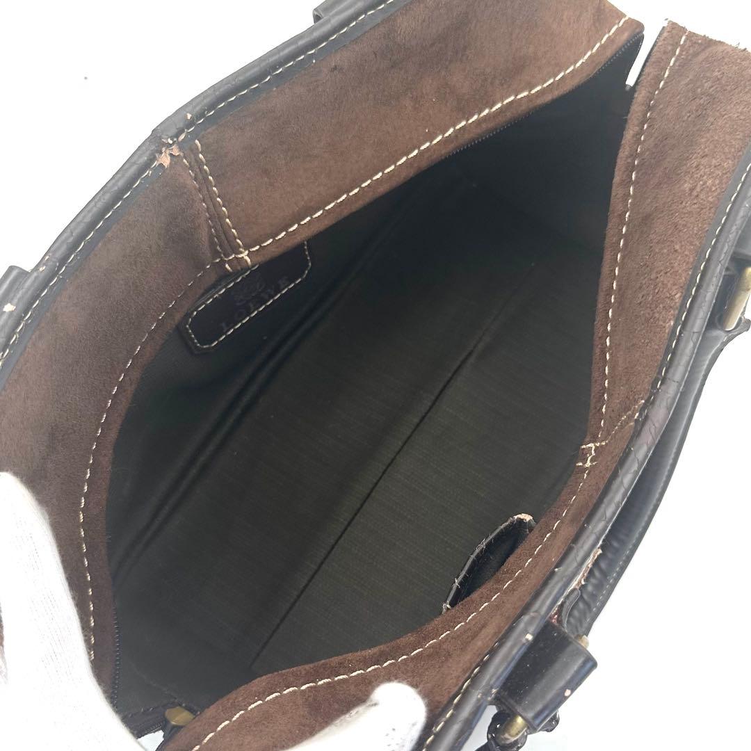 LOEWE アマソナ28 スエード アナグラム ハンドバッグ 南京錠 鍵付