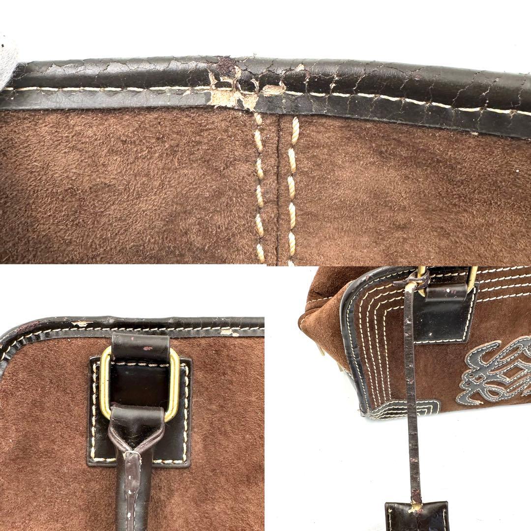 LOEWE アマソナ28 スエード アナグラム ハンドバッグ 南京錠 鍵付