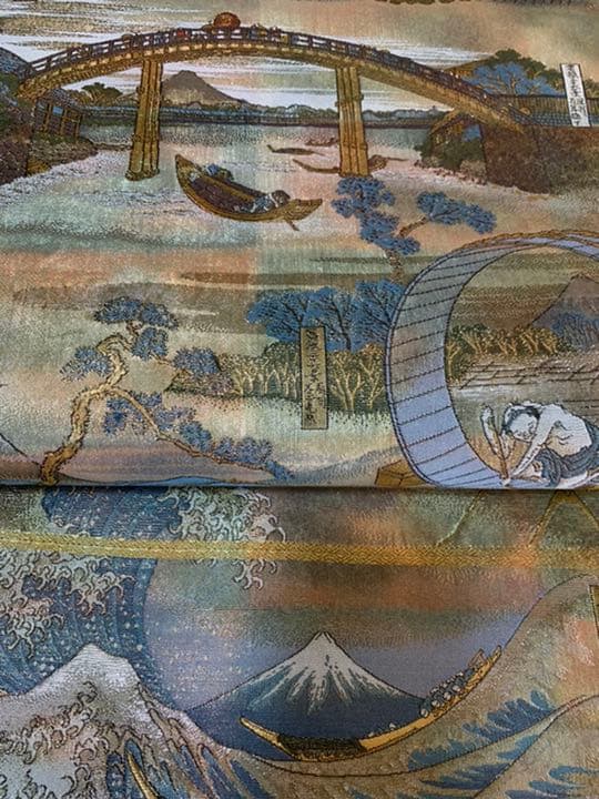 純金箔　プラチナ箔　帯　葛飾北斎　富嶽三十景　元値68万円の品