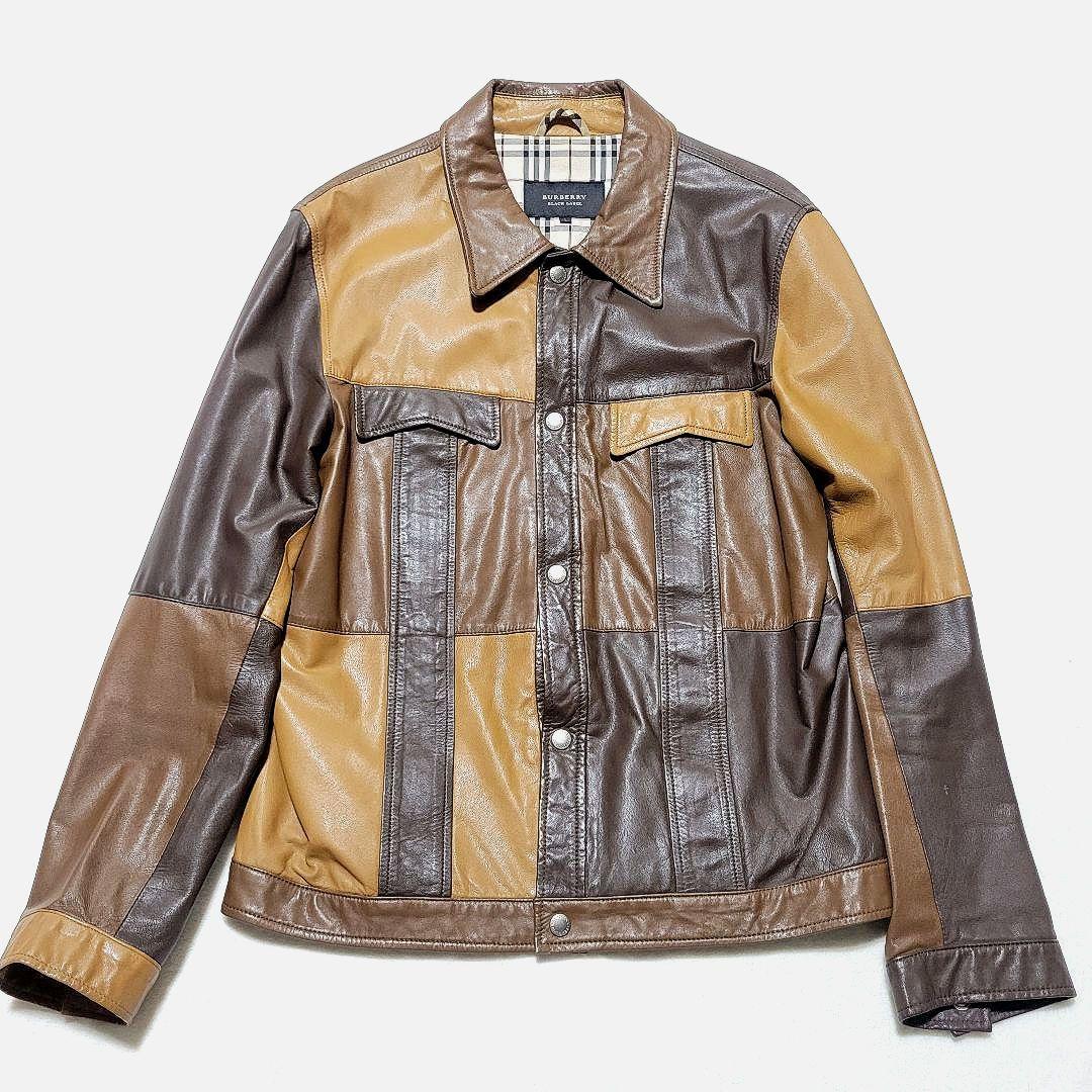 【デゼニマン】さん専用✨バーバリー　レザージャケット パッチワーク ノバチェック