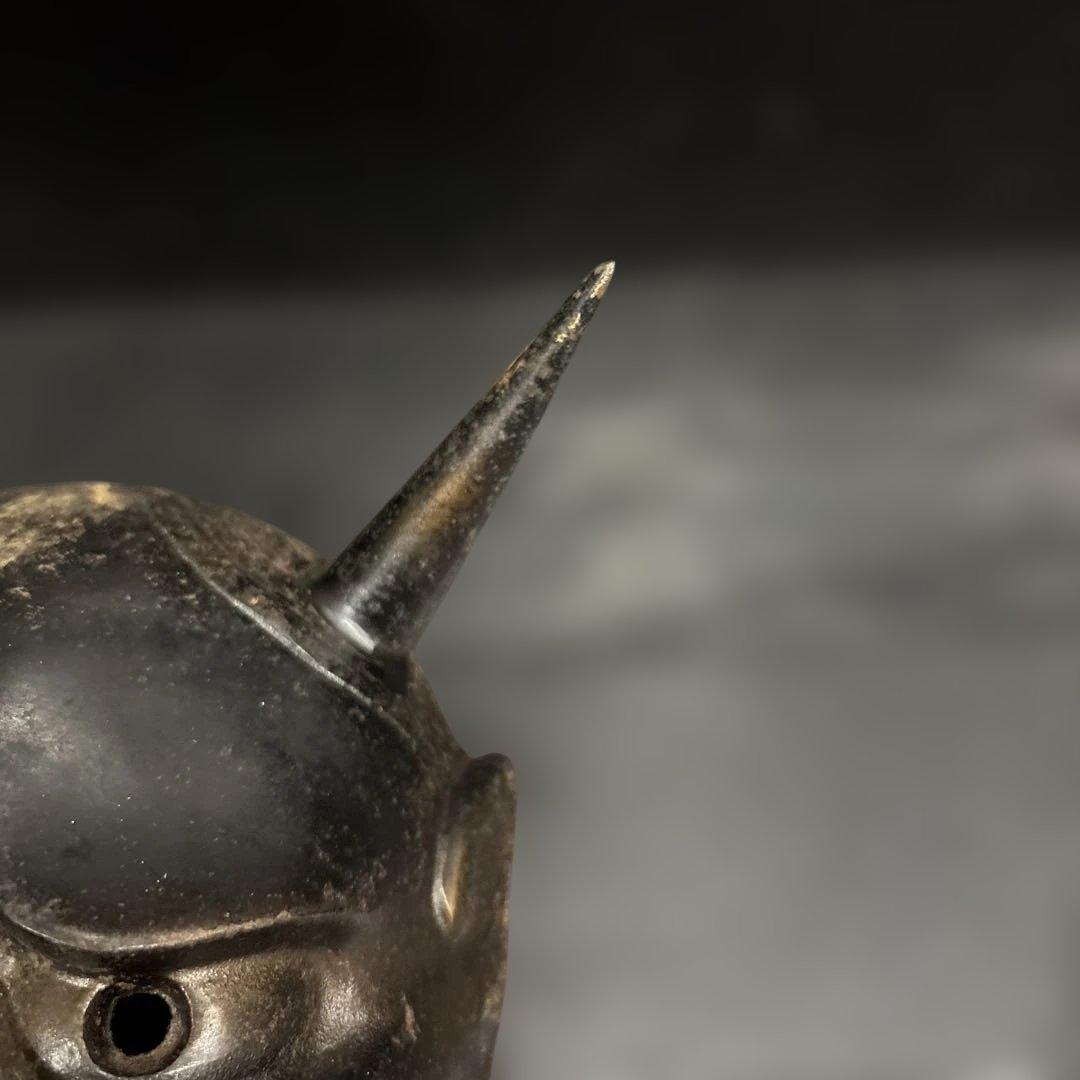 希少】金属製 鬼面 能面 般若系 鋳物 仮面 日本伝統美術 古道具