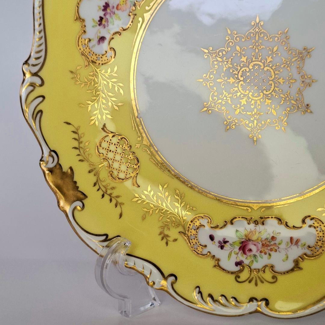 ★極上品★コールポート バットウイング フローラルパネル 黄色 ハンドペイント