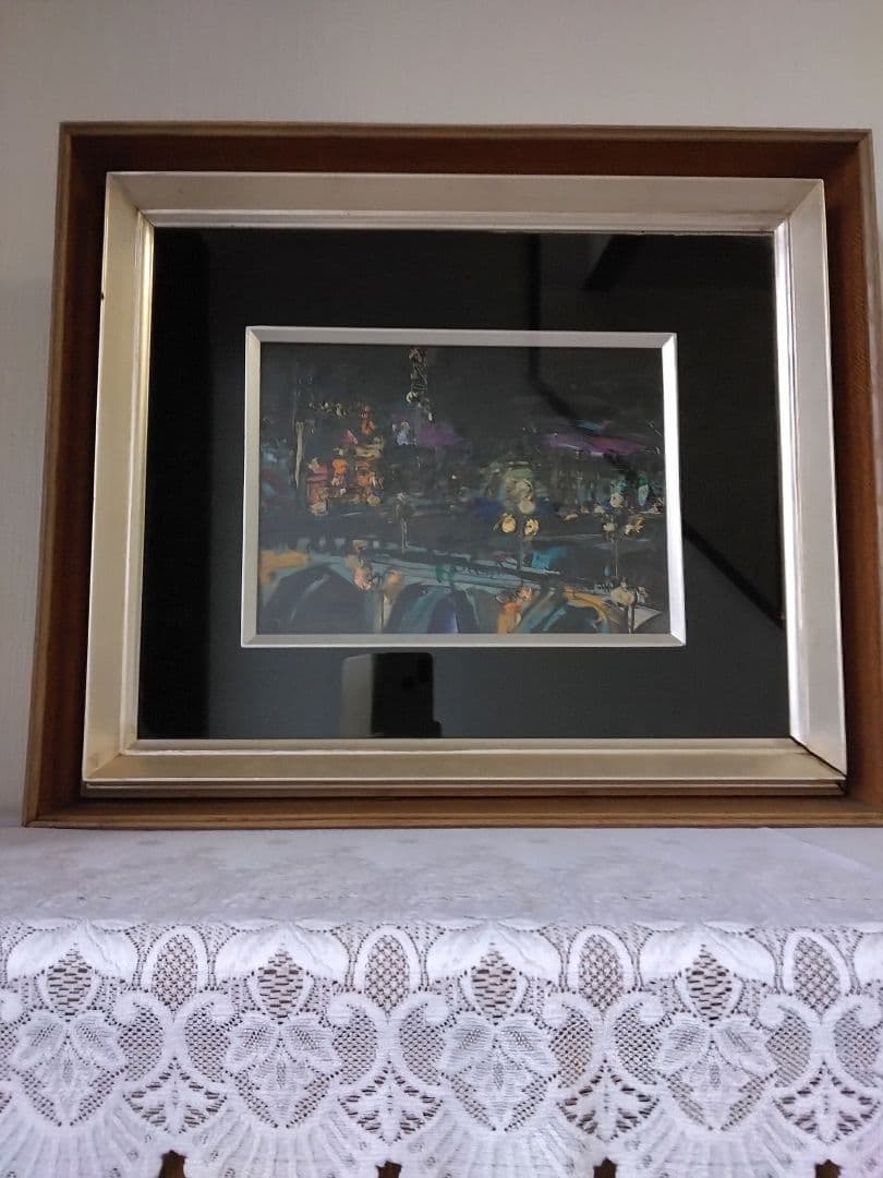 ☆鶴岡義雄　油絵【セ－ヌ夜景】