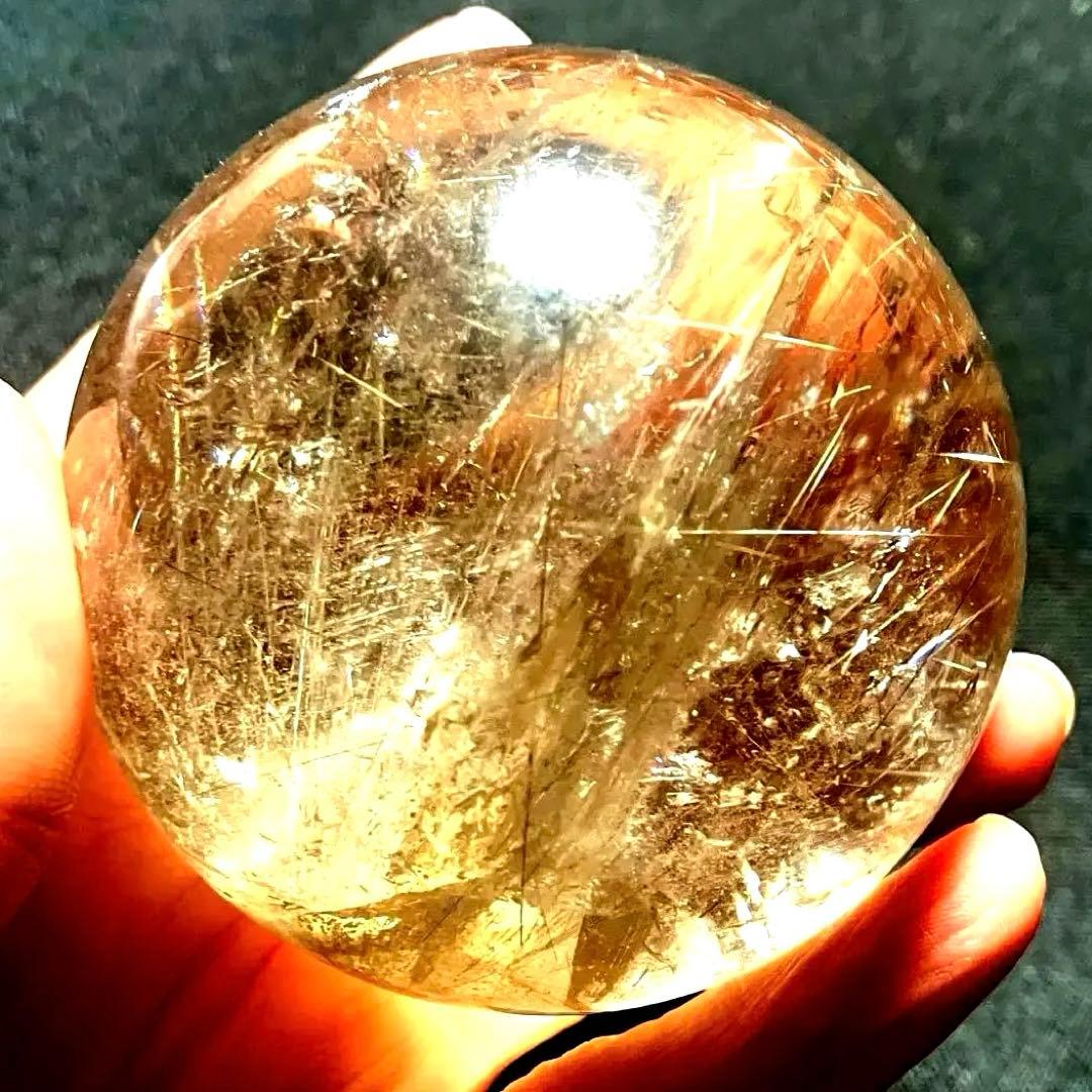 超大玉　65mm ゴールドルチルファントムクォーツ　金針水晶　パワーストーン