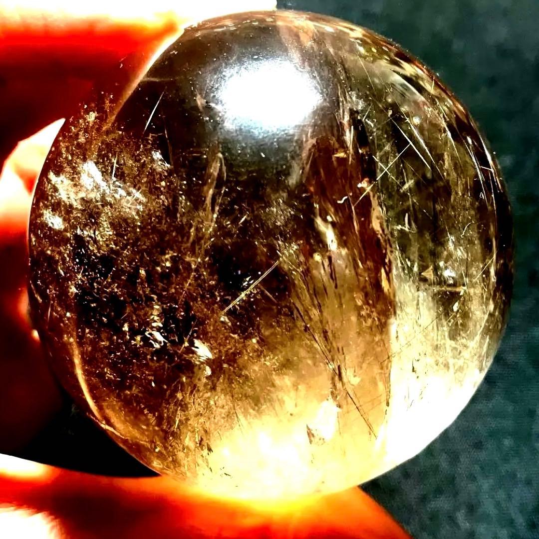 超大玉　65mm ゴールドルチルファントムクォーツ　金針水晶　パワーストーン