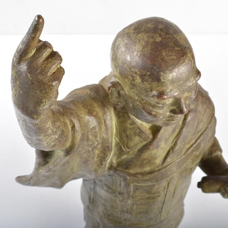 ブロンズ像　和尚像　人物像　置物　在銘　重さ約5.03kg　V　R5398B