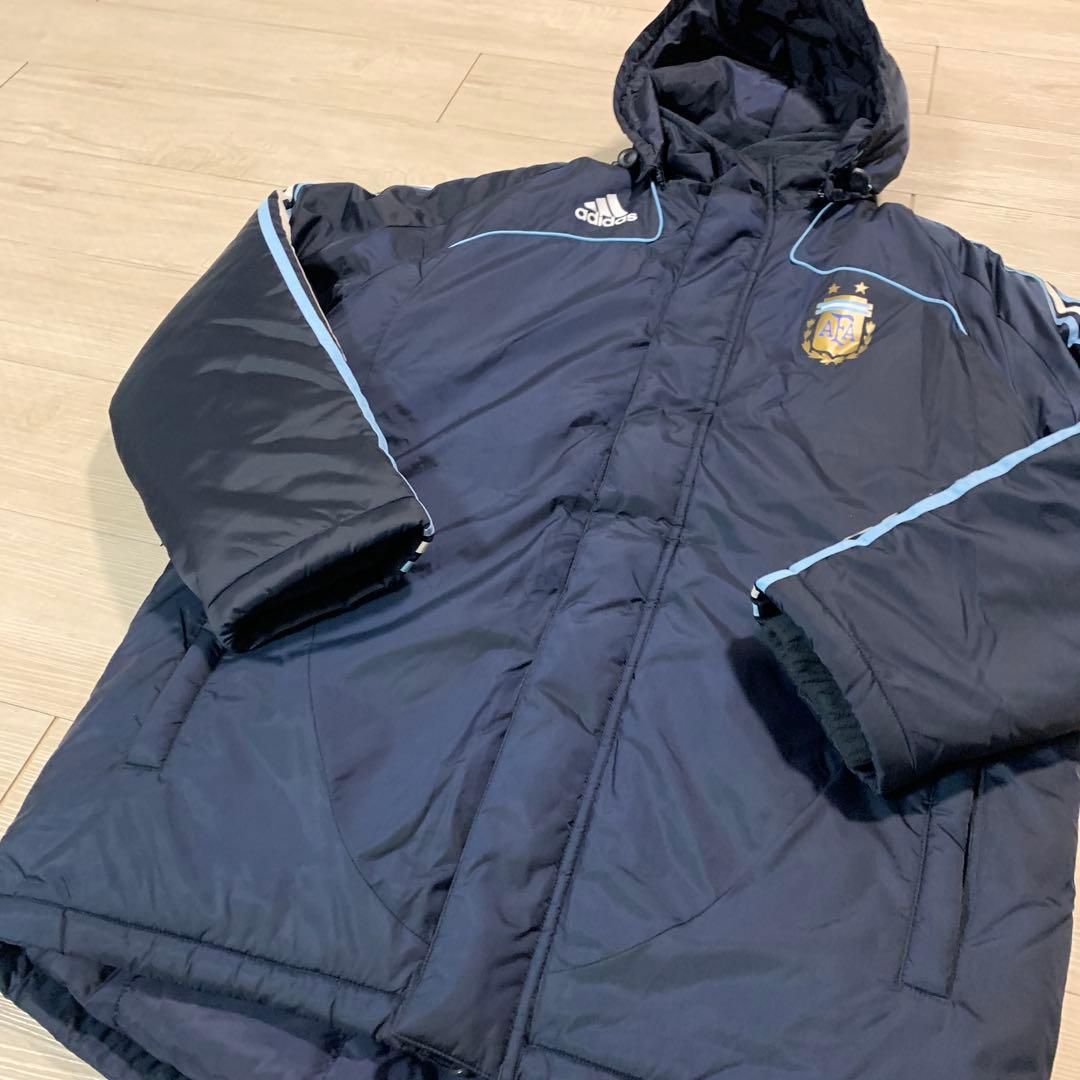 【アディダス】極美品✨アルゼンチン代表ベンチコート　L ネイビー　2000年代