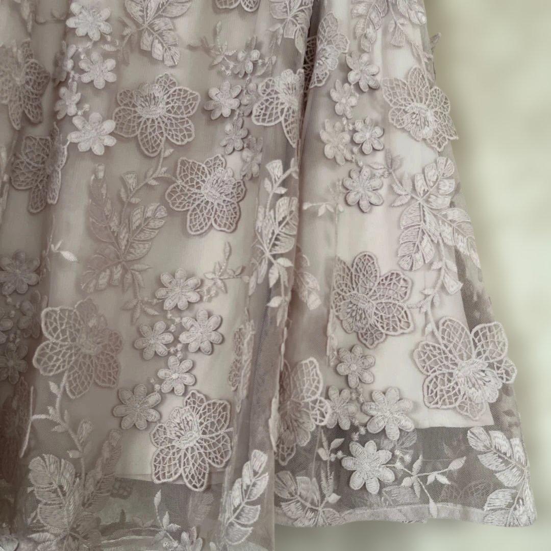 美品　大きいサイズ46 ローズティアラ　フラワー刺繍ウエストゴムスカート