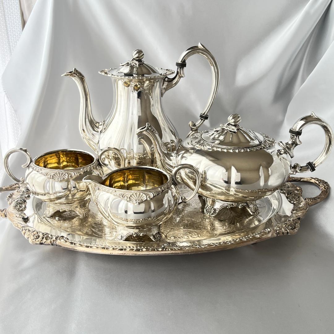 【Haddon】メロンフォルムのティーサービス 4点【シルバープレート】