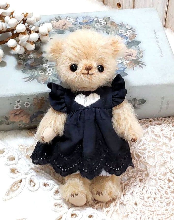 【黒】ハンドメイド テディベア ストレートアルパカ タン色 手作り 三つ子