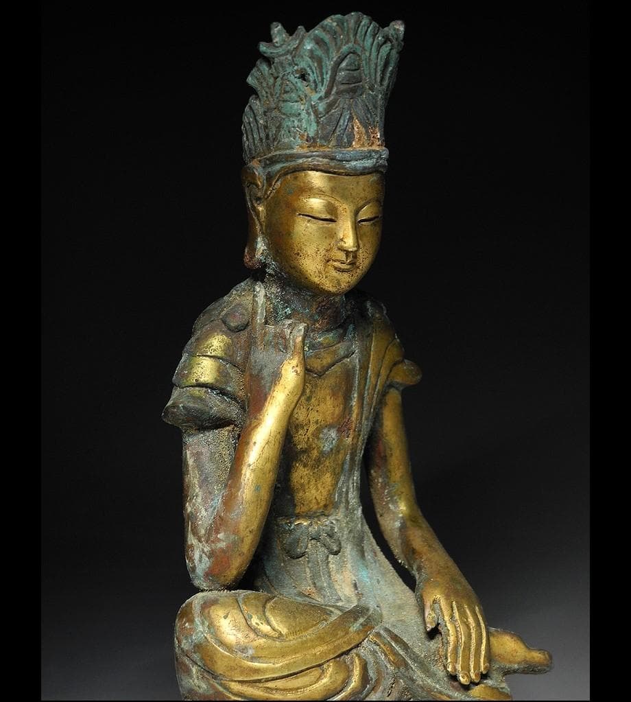 【新羅仏】◆金銅半跏思惟像 仏像◆検）天平仏 飛鳥仏 百済仏 空海 法然 千利休