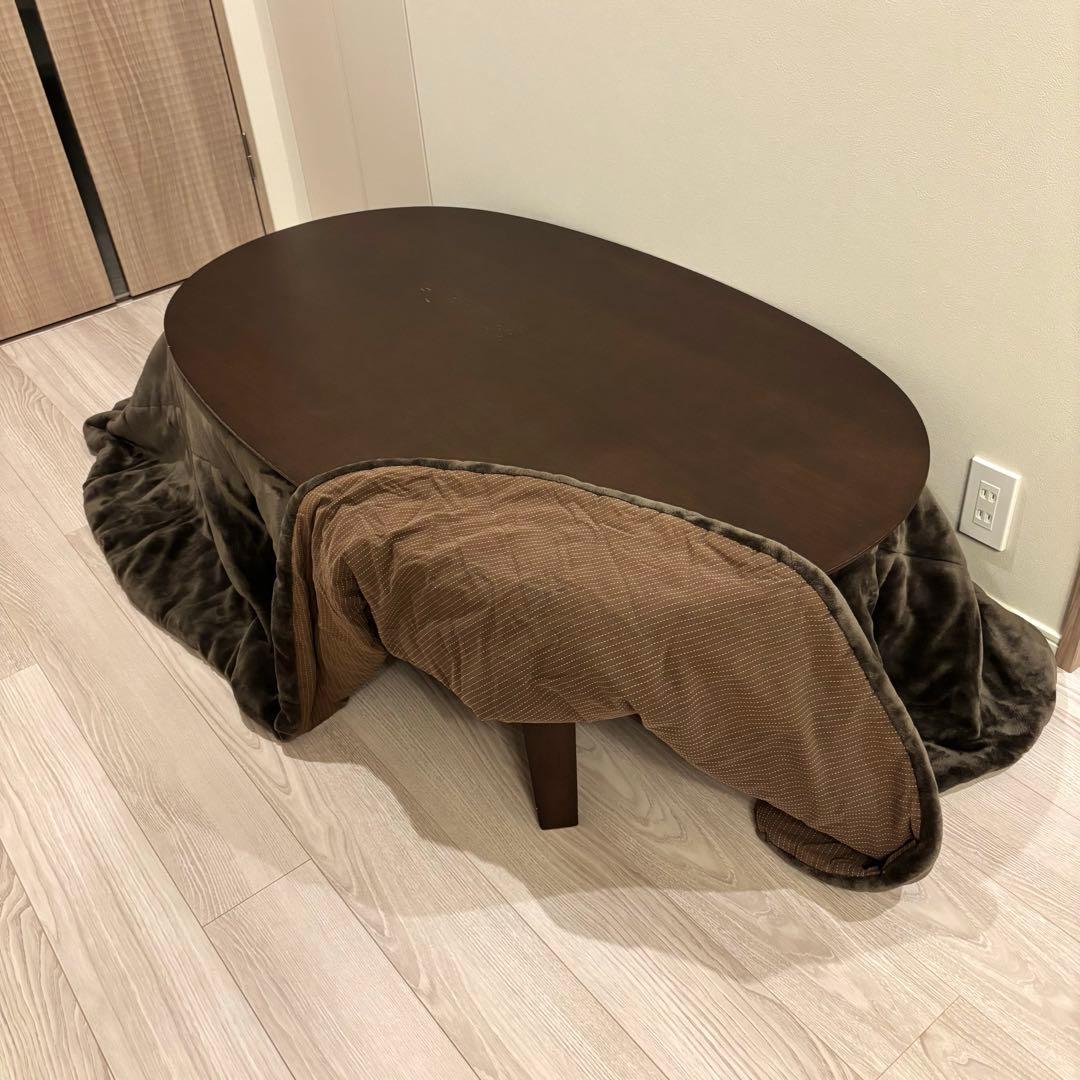 無印良品 こたつにもなるローテーブル 大 こたつ布団&器具付き ウォールナット調