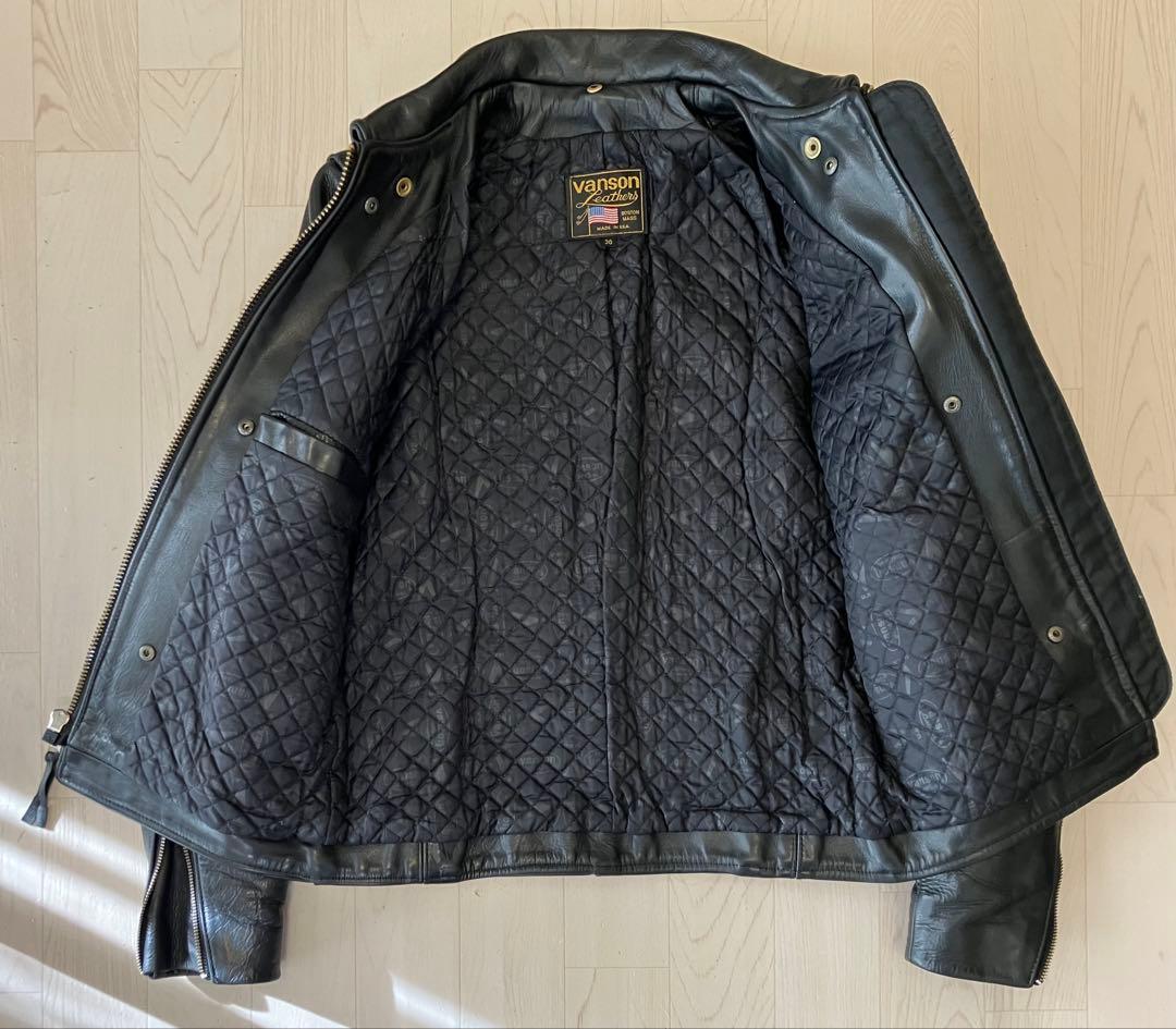 【VANSON】バンソン９D シングルライダースジャケット36 キルトライナー