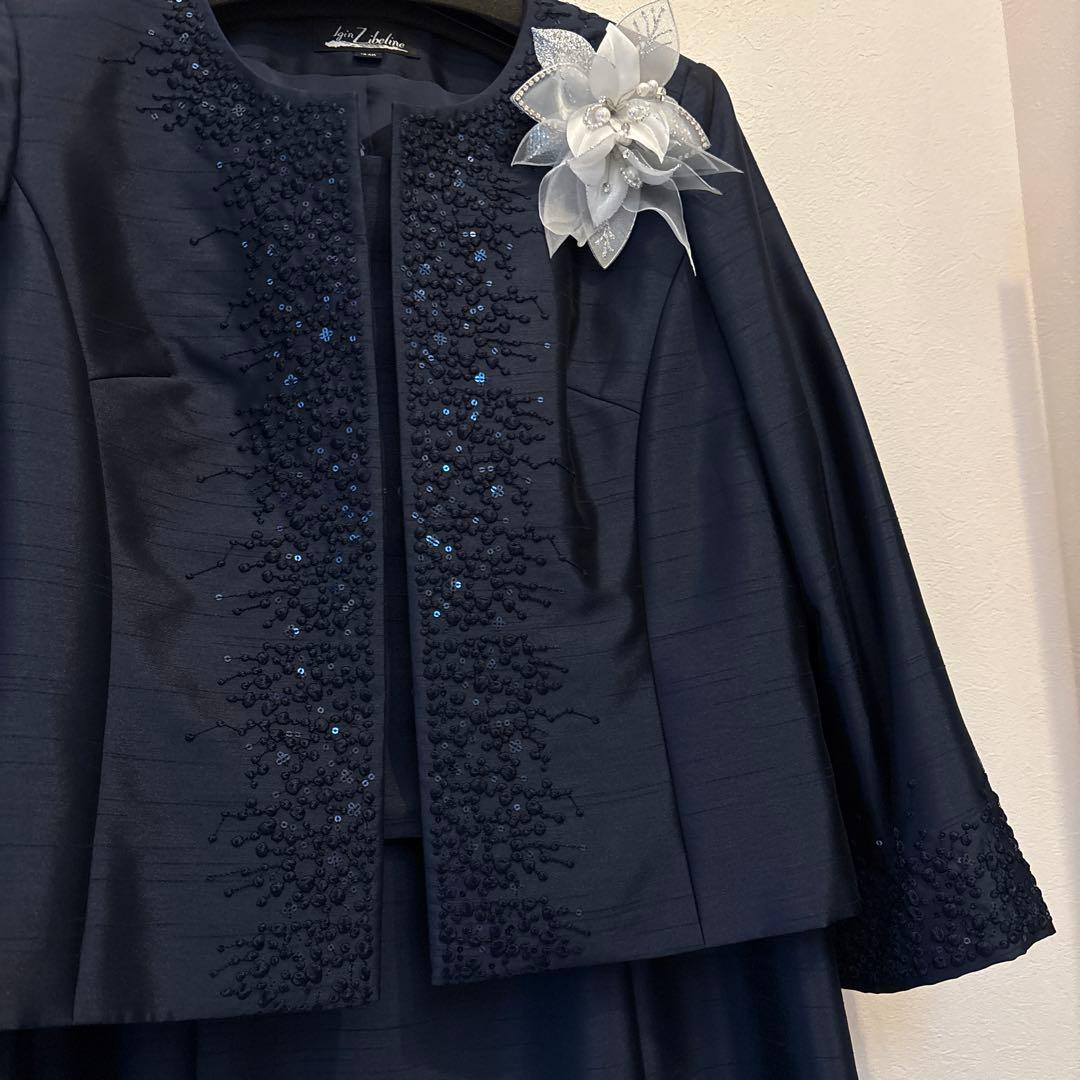 【美品】マザーズドレス　フォーマル　IGIN /イギンジブリーヌ　コサージュ付き