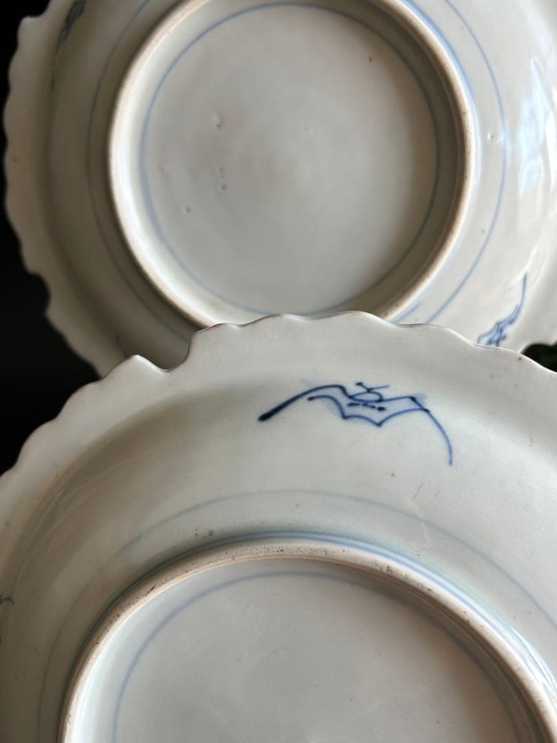 骨董 江戸時代末期？～明治？ 古伊万里　染錦色絵　花鳥図　縁起物