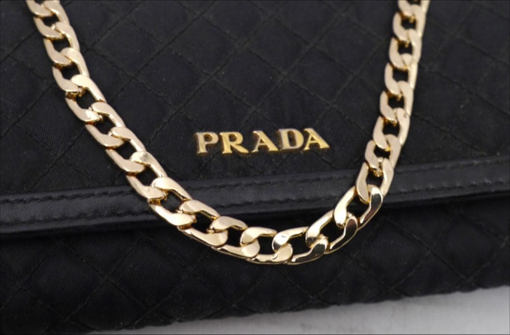 美品◆ PRADA プラダ キルティングナイロン ショルダー バッグ 長財布 黒