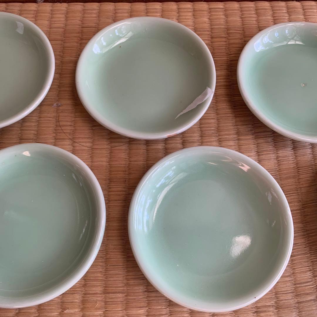 中国清時代豆青釉小皿10客