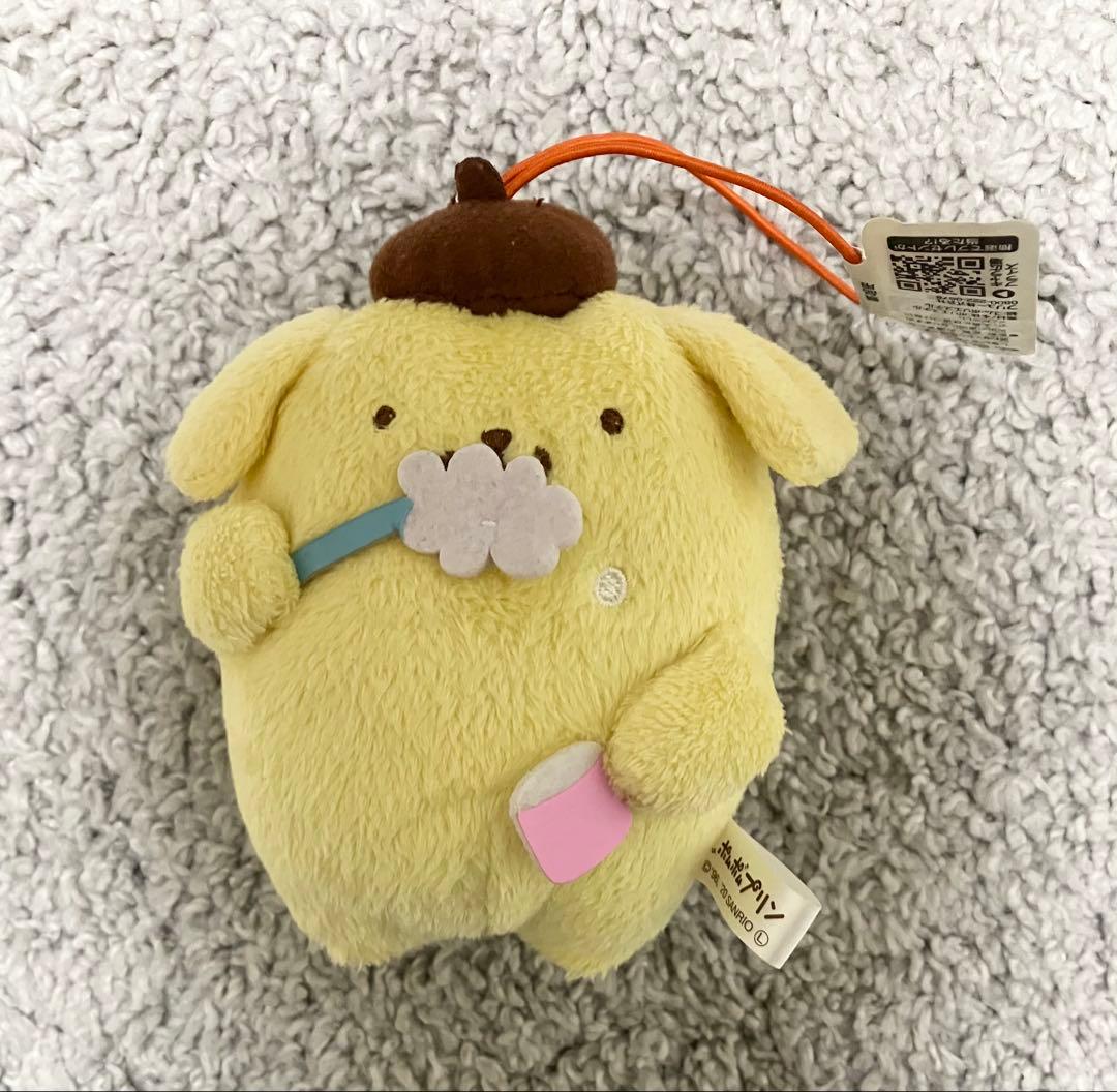 希少　ポムポムプリン　ある日の一日　マスコット　ぬいぐるみ　歯磨き　サンリオ