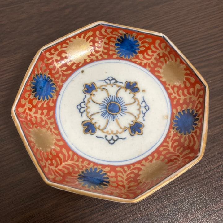 古伊万里 金彩八角小皿 五客 成化年製【クリーニング済み】骨董 アンティーク