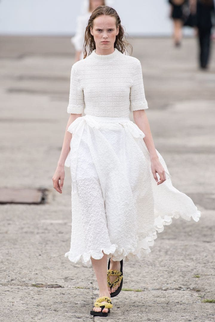 【CECILIE BAHNSEN】 フリル スカラップヘム ワイドパンツ