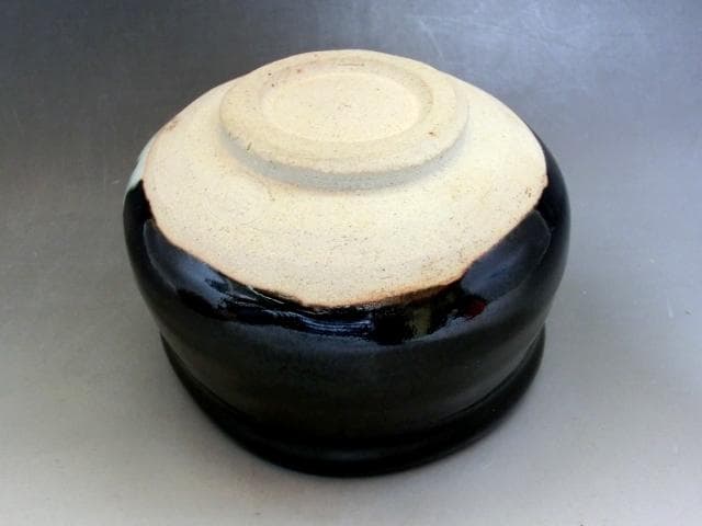 茶碗■黒織部「岡本篤」天神窯 桐共箱 お茶道具 古美術 時代物 骨董品■