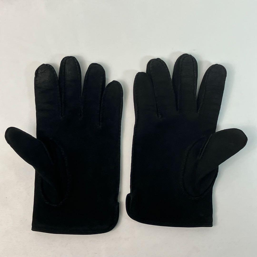 【未使用級】HERMES エルメス　最上級カシミア スエード　手袋　Hロゴ　黒