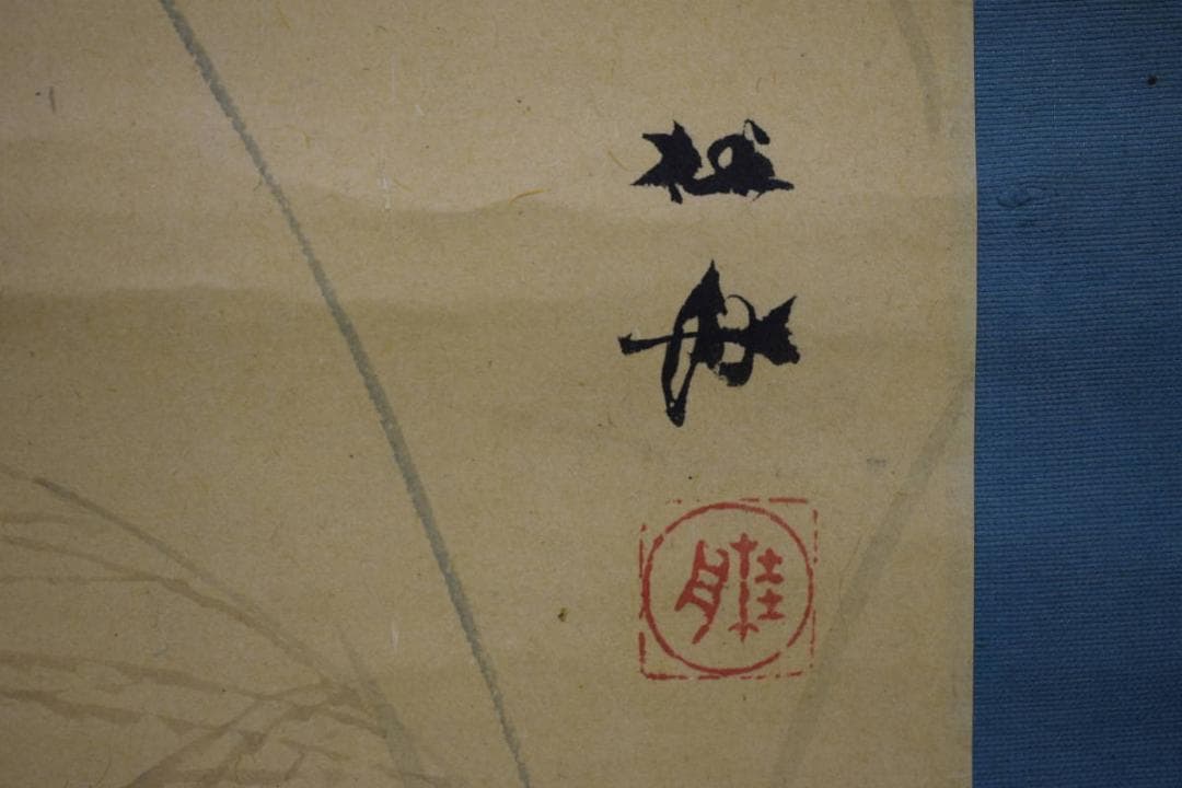 真作/羽田桂舟/秋月葛花図/桐共箱付/布袋屋掛軸HH-306